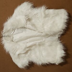 White Faux Fur Cropped Open Vest Wrap Bolero XS/SM Cover Your Shoulders NWOT